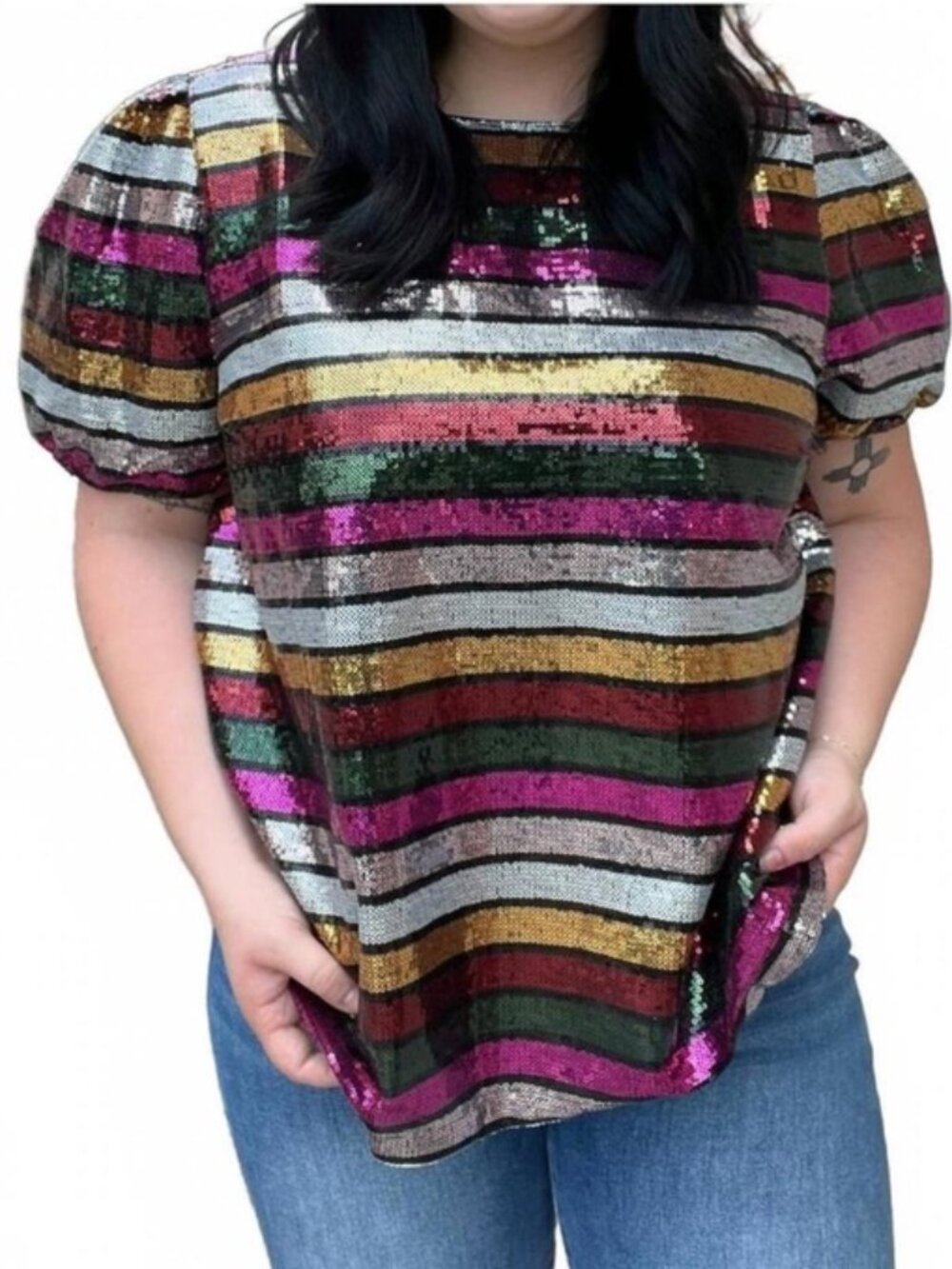 Fate Blouse City Lights Blouse In Multicolor Sequin Top size Small